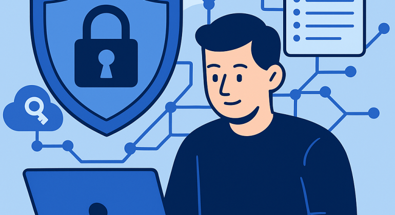 کاور مقاله نقش ITIL در امنیت اطلاعات و مدیریت خدمات IT با تصویر مفهومی امنیت سایبری